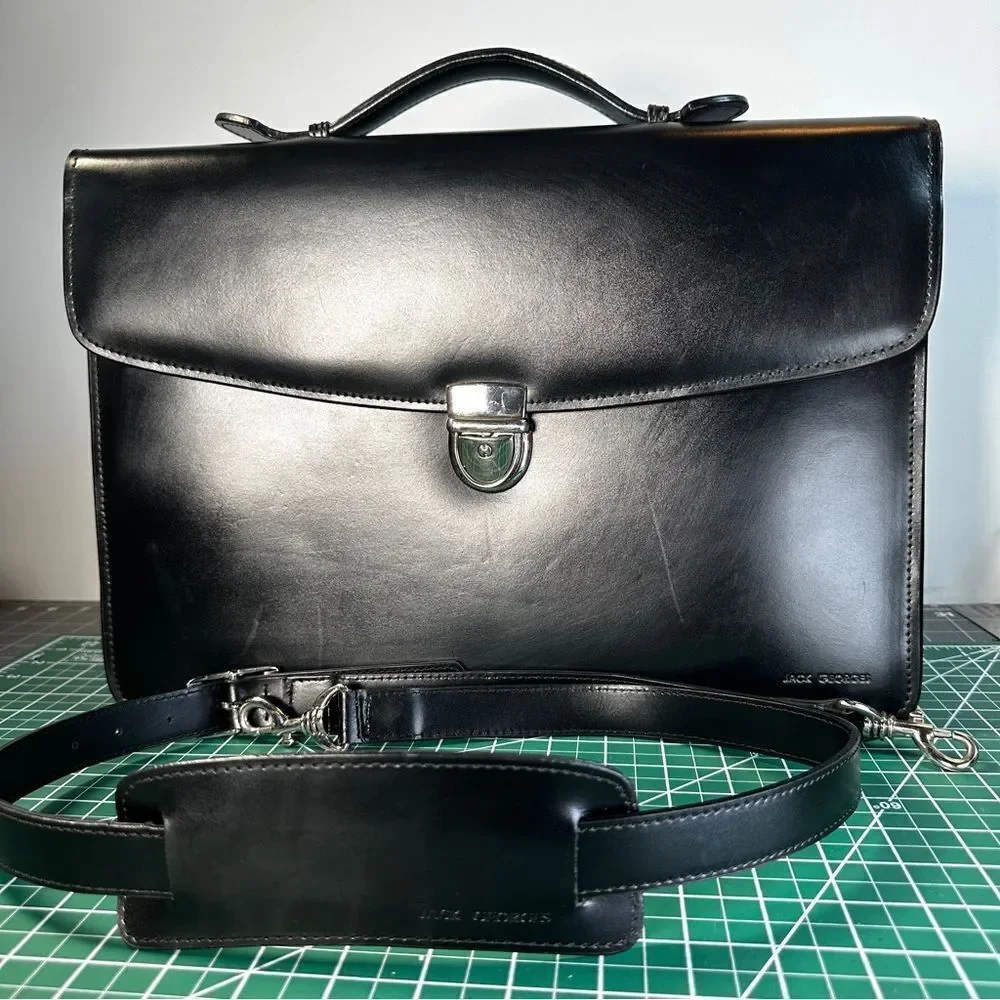 JACK GEORGES®   |  ELEMENTS™ BRIEFCASE  |  BLACK  |  Hand-Made  |  GOOD-COND  |